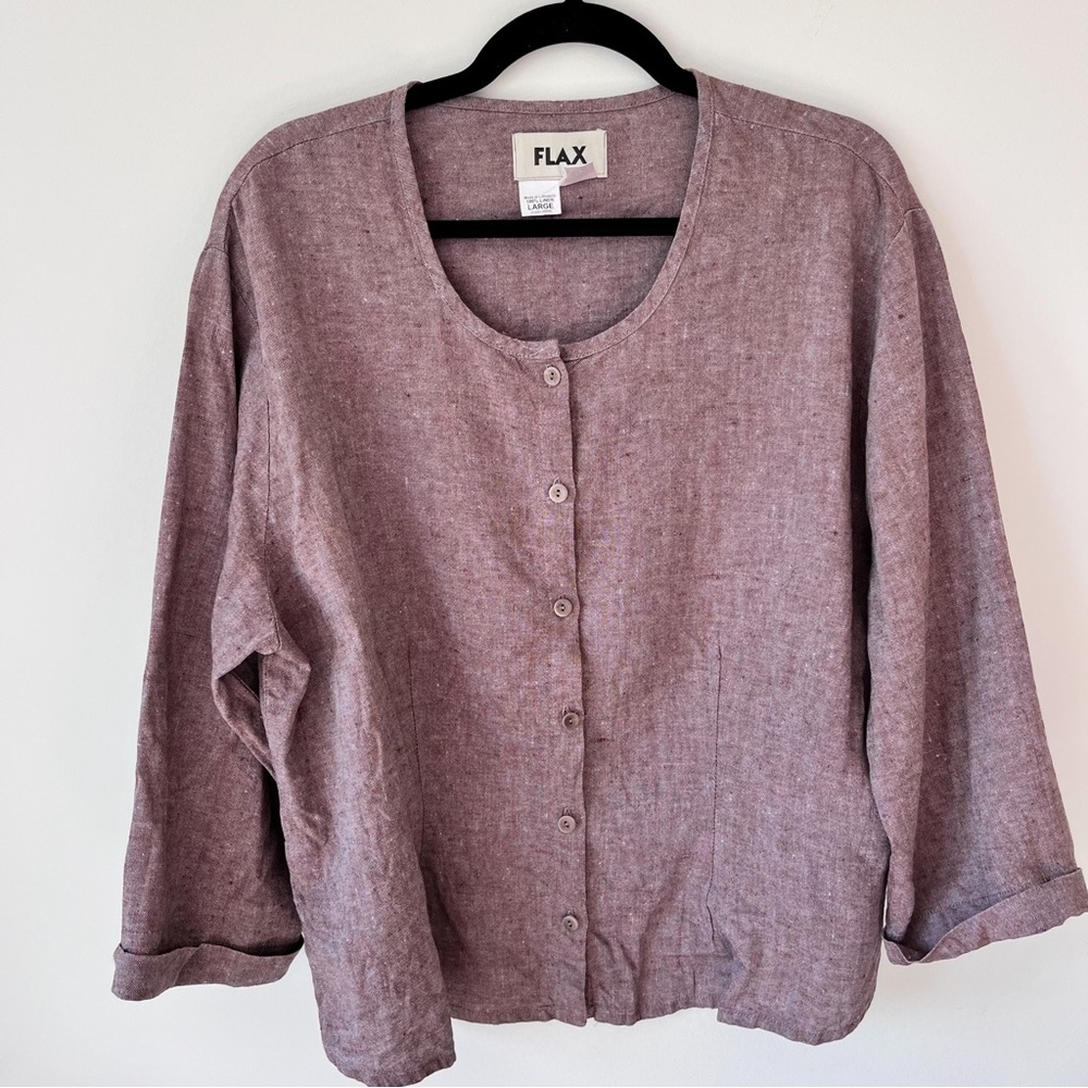 FLAX Linen Button Front Top